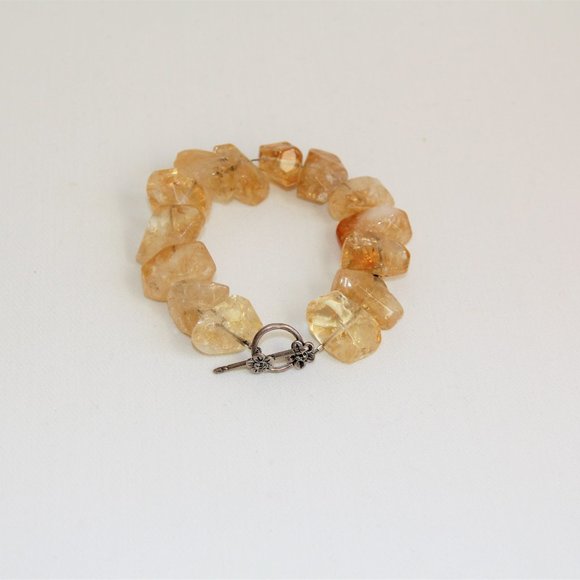 Polished Citrine Nugget Sterling Silver Bracelet - Picture 2 of 14